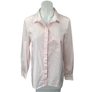 H&M Women's Pink Long Sleeve Pocket Collared Button Down Shirt Top Size 10
